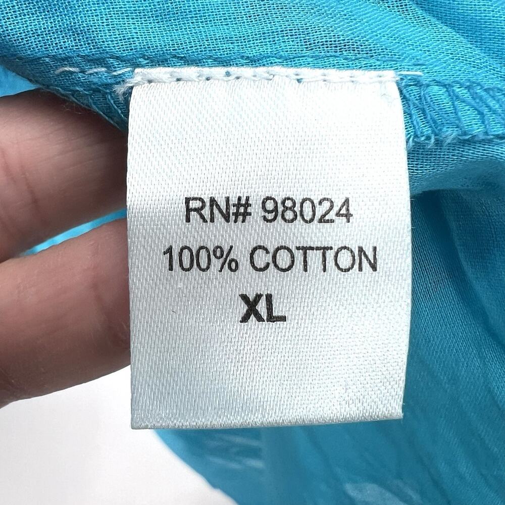 Caroline Constas Turquoise Floral Cotton Criss Cross Halter Maxi Dress Womens XL - Picture 8 of 8